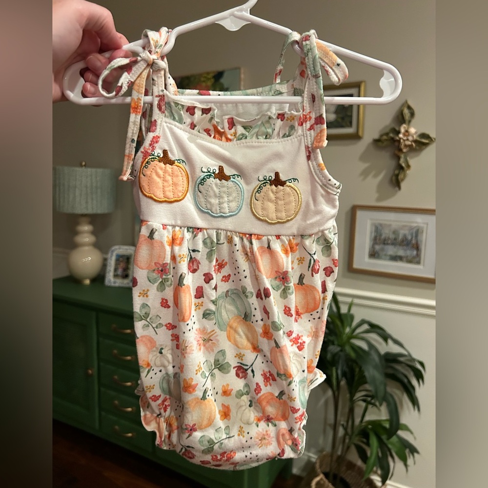 Floral Pumpkin Embroidered Baby bubble